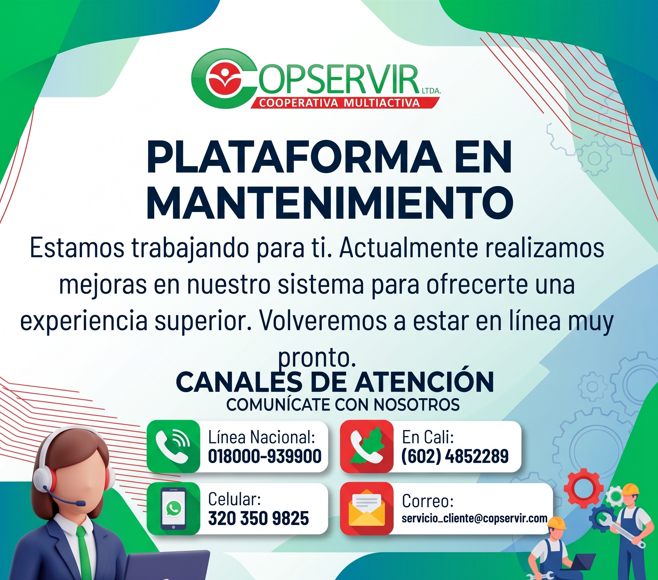 Plataforma en Mantenimiento - COPSERVIR LTDA.